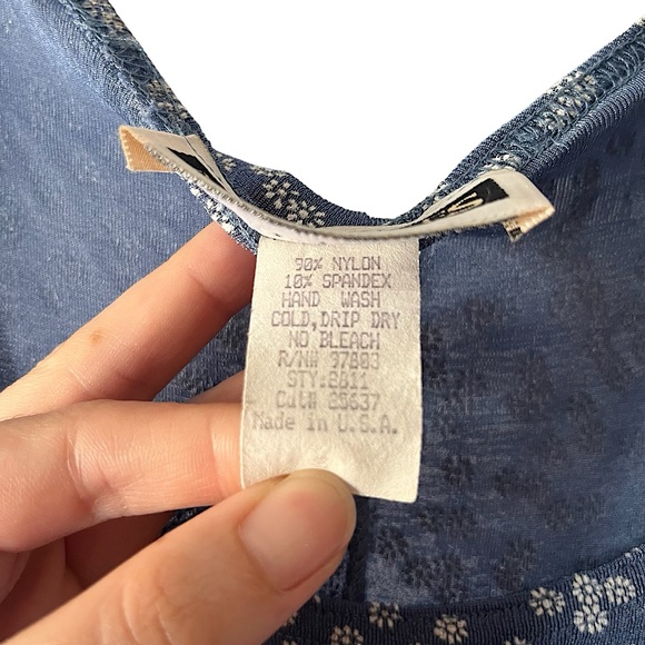 Vintage 90s Light Blue and White Floral Cottagecore Spring Maxi Stretch Dress - Picture 4 of 6